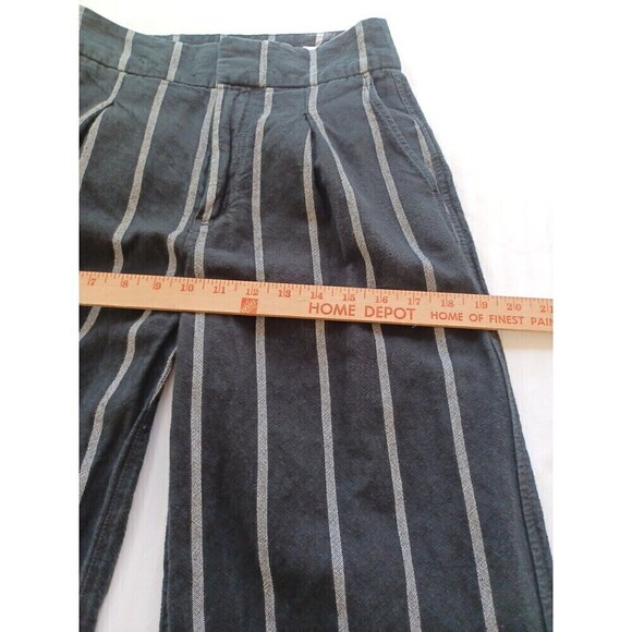 GAP women's wide leg linen blend pant 00 black white stripe coastal work/play - Picture 10 of 12